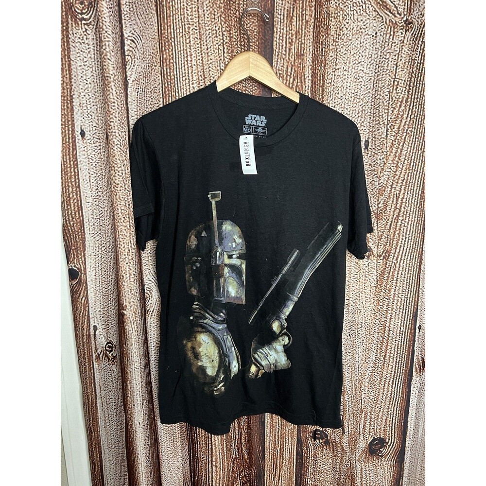 Star Wars x Box Lunch Mens Black Short Sleeve Boba Fett T-shirt Size Medium NWT